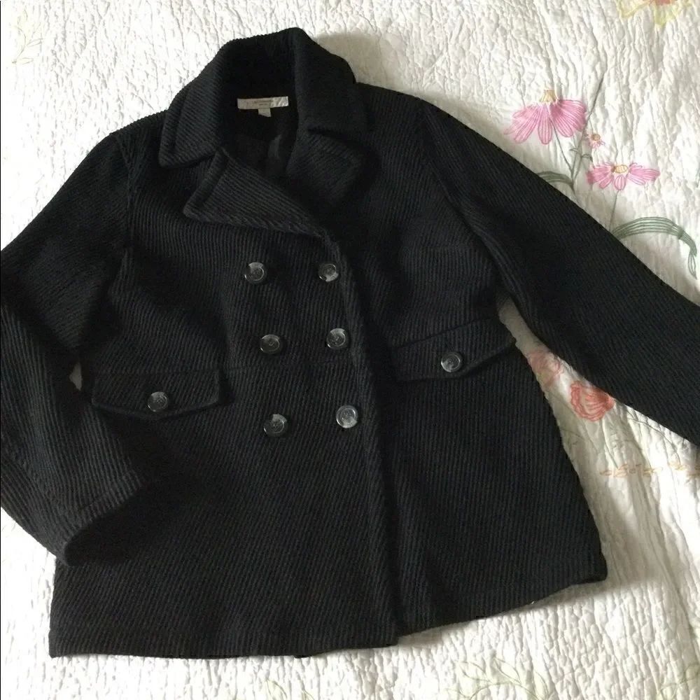 Liz Claiborne L black pea coat corduroy